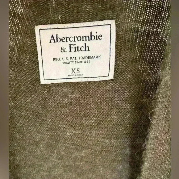 Abercrombie & Fitch Womens Icon Boyfriend Open Cardigan XS Olive Green grandpa - Picture 2 of 4